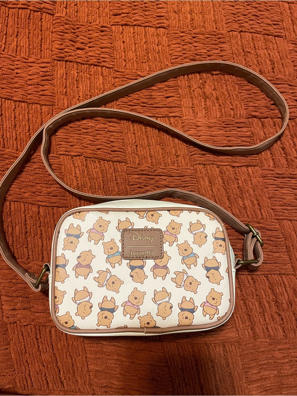 Loungefly Winnie the Pooh Print Crossbody Bag with Brown Trim